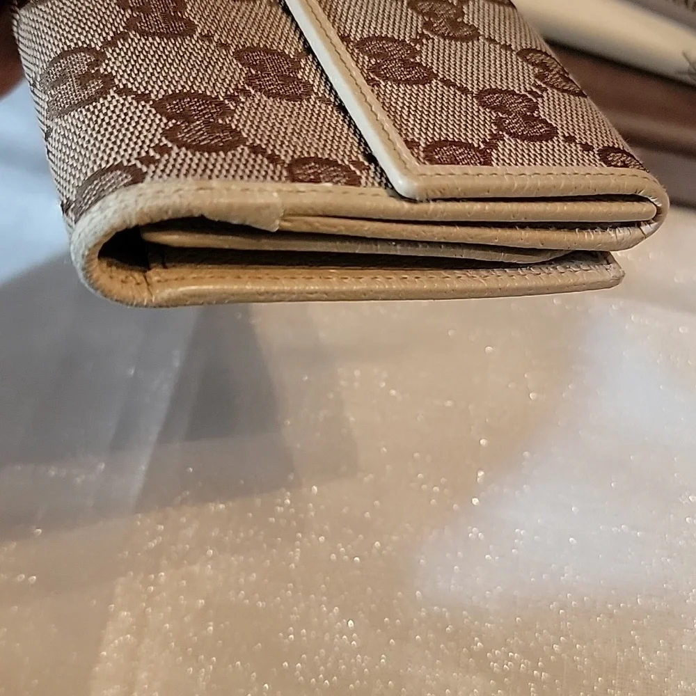 Gucci GG Monogram Logo Canvas Leather Long Wallet Authentic - Picture 9 of 16